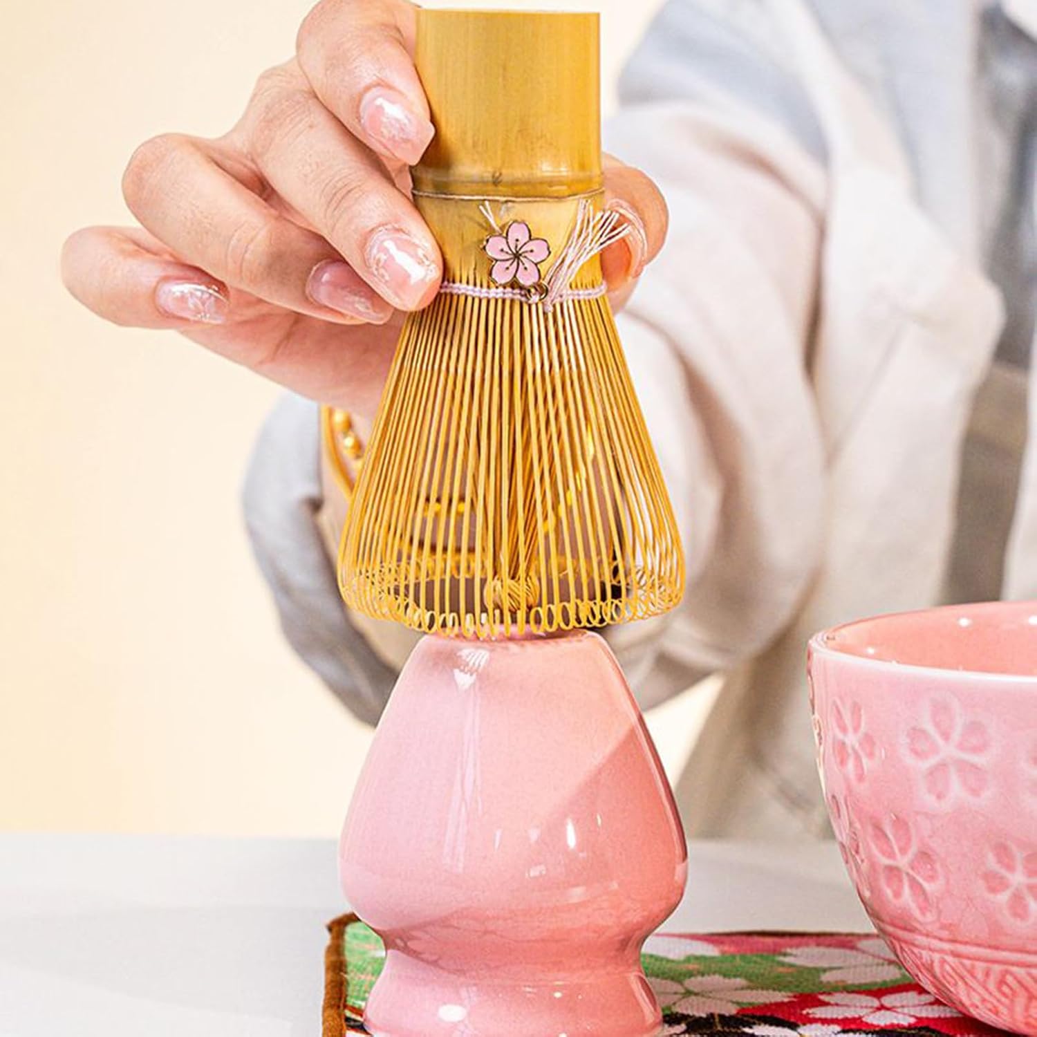 Bowl Set | Mixing Bowl Sifter Kit,Japanese Tea Making Ceramic Whisk Holder for Beginners Enthusiasts Women Men Kitchen Travel Dessert Meditation Coffee Home