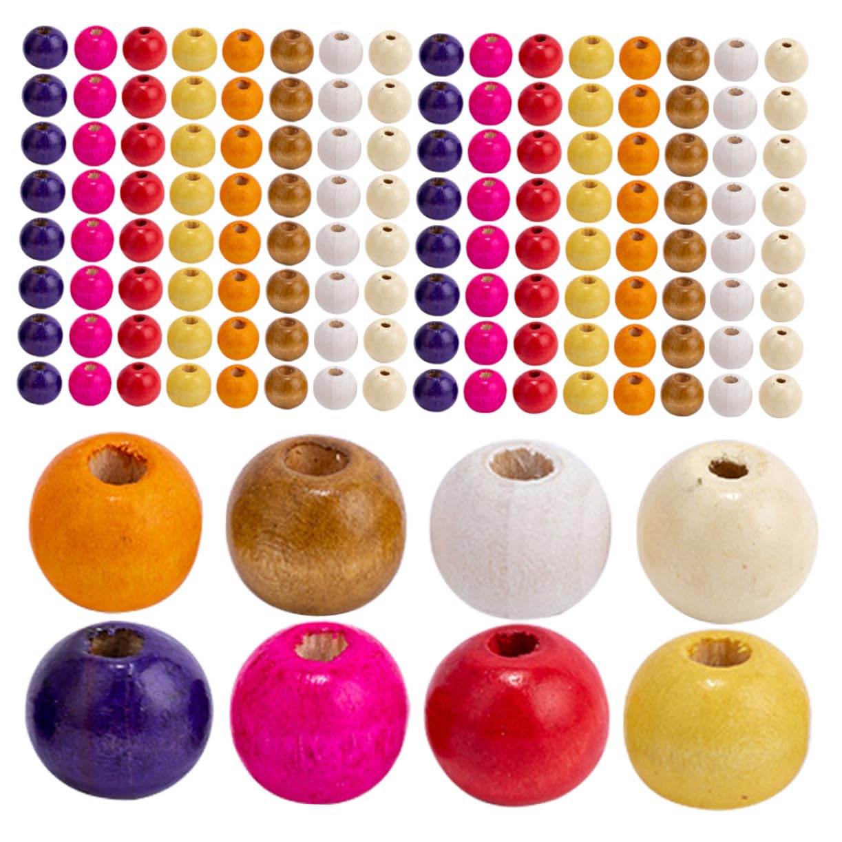Cuentas de Madera Naturales Redondas Hechas Mano Cuentas Espaciadoras para Joyería Bricolaje y Manualidades Suministros para Hacer Pulseras Collares y Guirnaldas Color Aleatorio