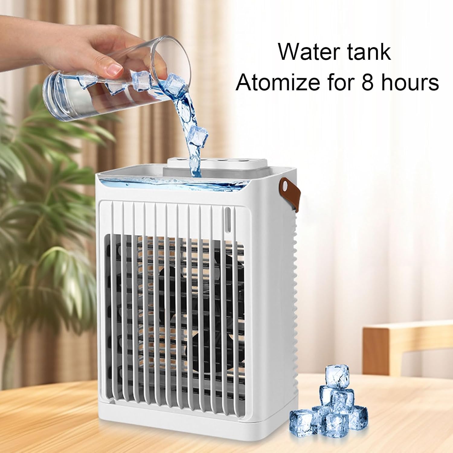 Portable Air Conditioner Humidifier with 5-Speed Fan, 7 LED Lights, and 680ml, Ideal for Rooms, Cars, and Camping