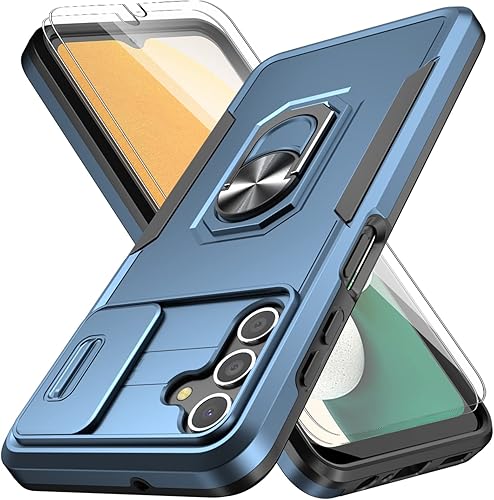 Jasmeas Funda para Samsung Galaxy A13 5G 2 protectores de pantalla Funda resistente con soporte de anillo y cubierta de cámara deslizante, carcasa Jasmeas Funda para Samsung Galaxy A13 5G 2 protectores de pantalla Funda resistente con soporte de anillo y cubierta de cámara deslizante, carcasa