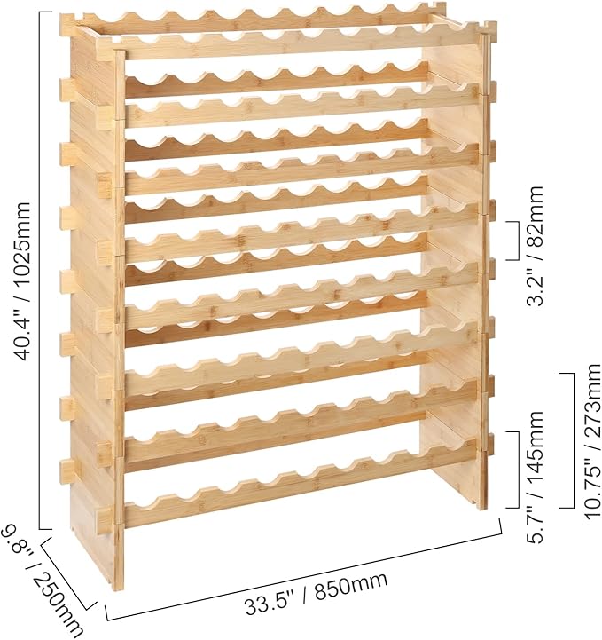 Estante para Vinos Happybuy 72 Botellas, 8 Niveles de Bambú miniatura 8