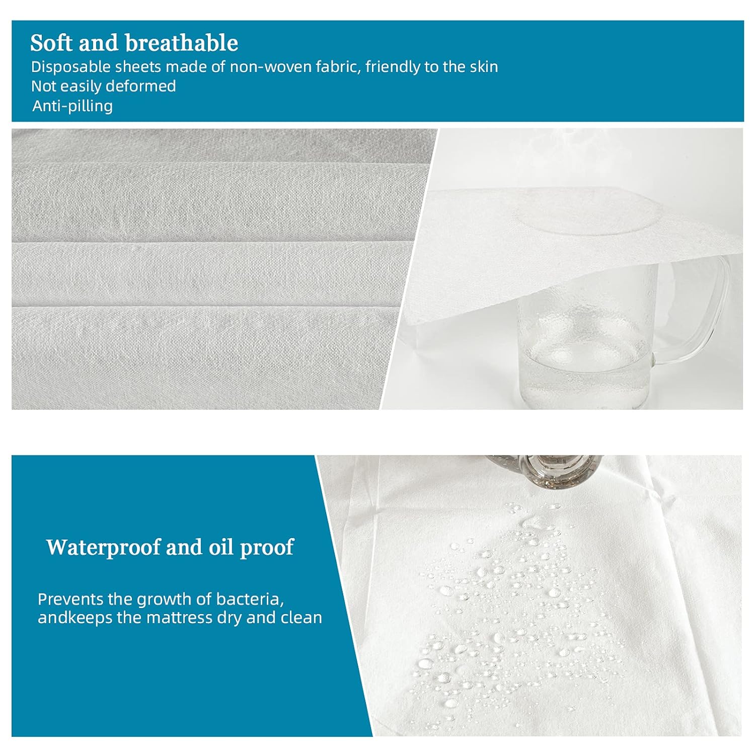 Overmonup Disposable Bed Sheets, 20Pcs Waterproof Disposable Massage Table Sheets for Spa Tatto Lash bed, Non-Woven Fabric 31.5" x 71" : Beauty & Personal Care