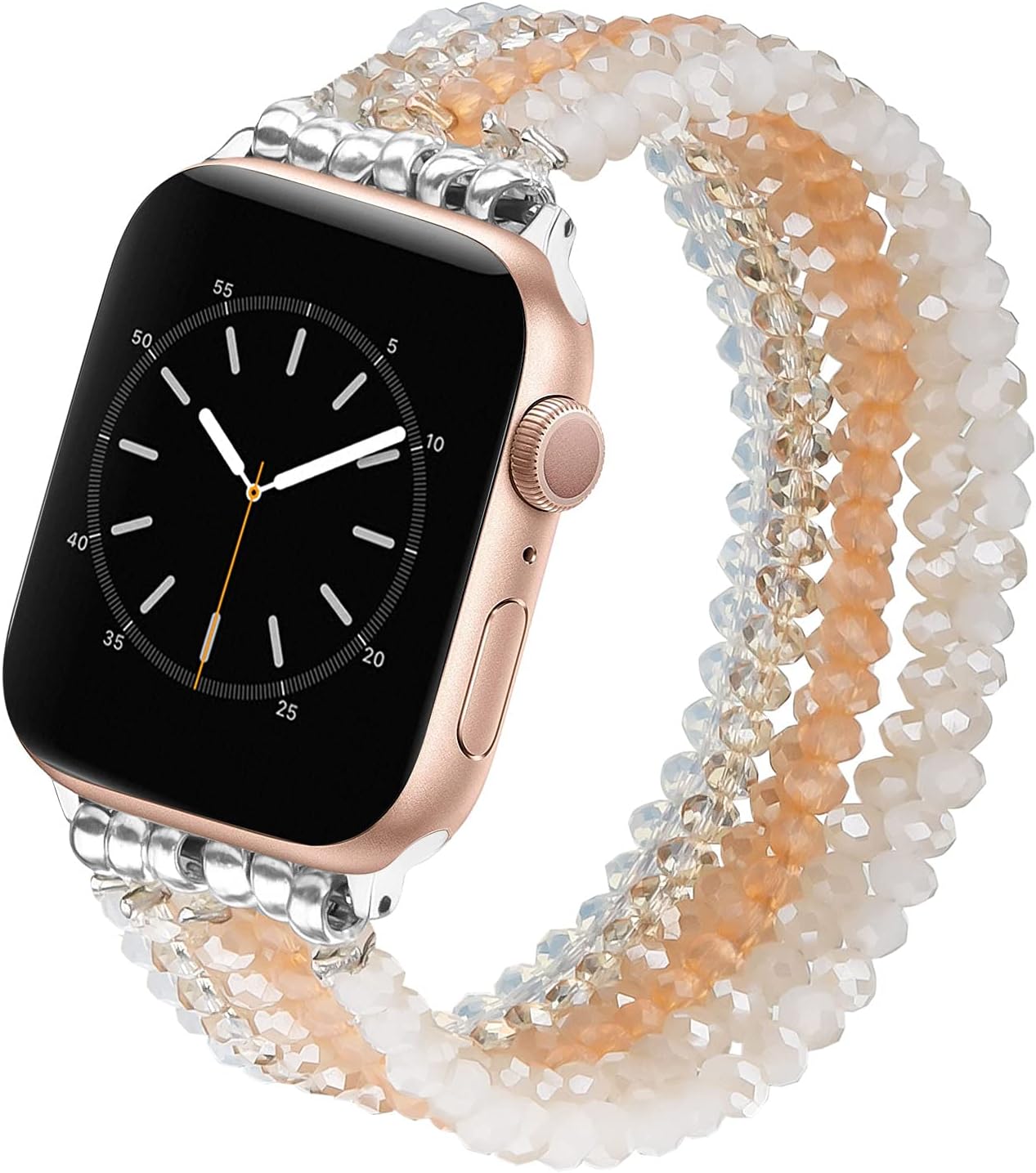 V-MORO Beads Bands Compatible with Apple Watch Band Handmade Elastic Dressy Crystal Pearl Wristbands for iWatch SE Series 6/5/4/3/2/1