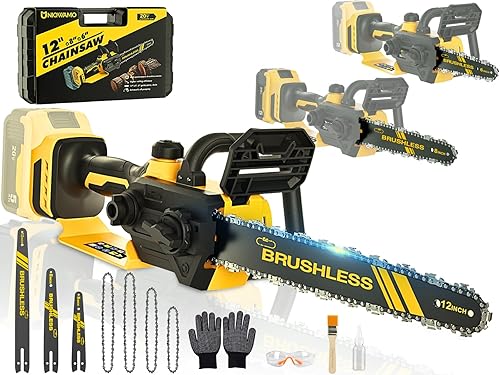 Uniqwamo Motosierra 3 en 1 para batería Dewalt de 20 V 60 V máximo, motosierra inalámbrica de 12 pulgadas, 8 pulgadas, 6 pulgadas, 1000 W,