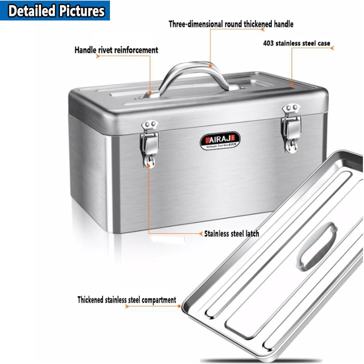 Stainless Steel Tool box,2 Layer Folding Multi-Function Tool box,with Removable Tool Tray and Lock Storage Box,Easy to Carry Hand Carry Tool Cases,for Tools Storage Household Hand Tool Box, Small