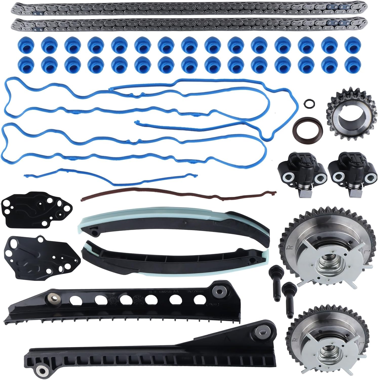 Left & Right Engine Camshafts Lifters Rocker Arms Timing Chain Phasers Kit Fits for 2005-2014 Ford F150 Expedition Explorer Lincoln Navigator 5.4L V8 3V Replace# 5L1Z-6500A 3L3Z-6564-BA