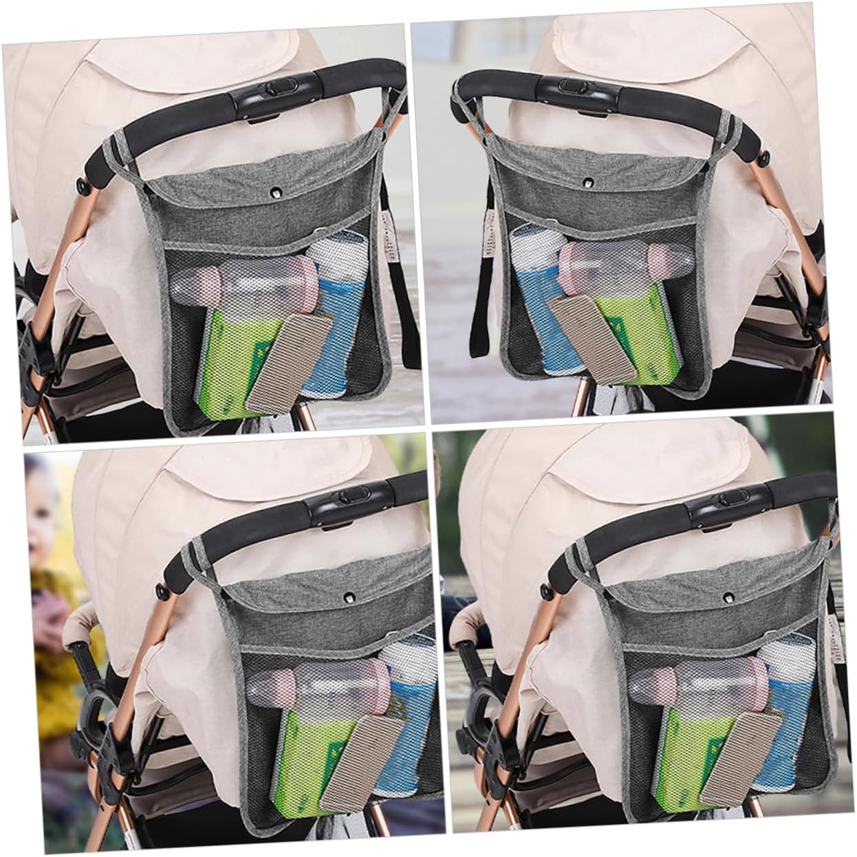 BESTonZON 2pcs Hanging Storage Organizer Stroller Bag Organizer Diaper Bag for Travel Portable for Boys Girls