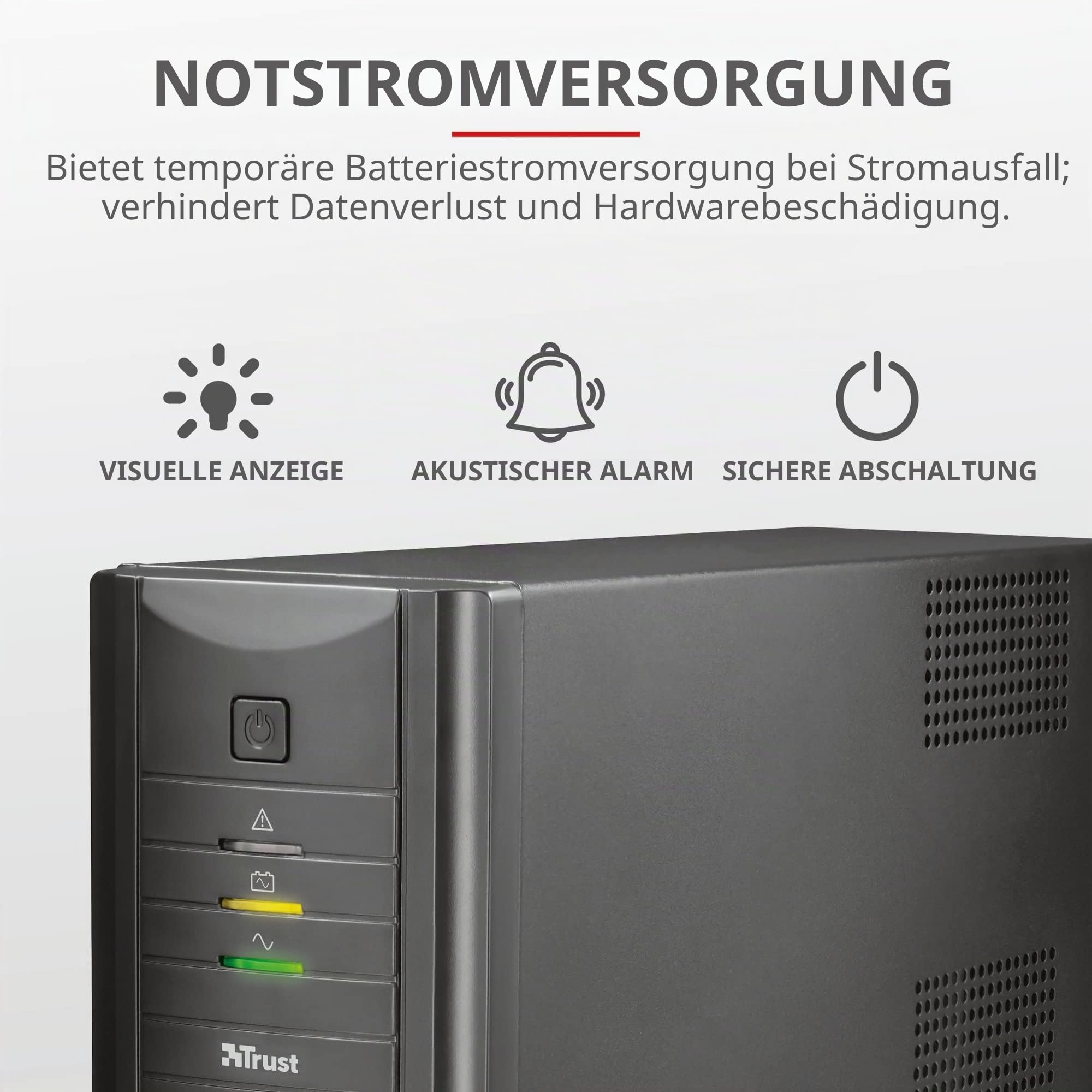 Trust Oxxtron Unterbrechungsfreie Stromversorgung mit 2 Steckdosen A Wand