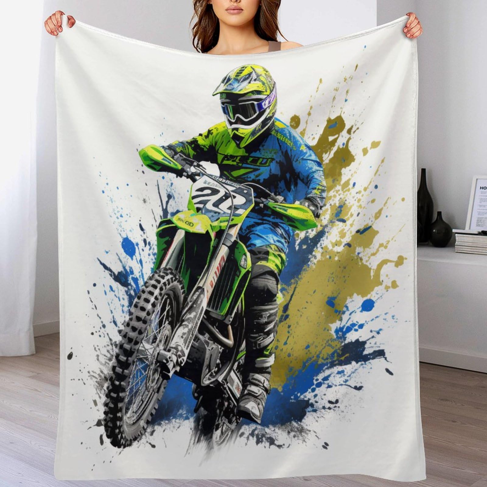 Couverture Motocross : cadeau idéal en flannel super douce pour passionné