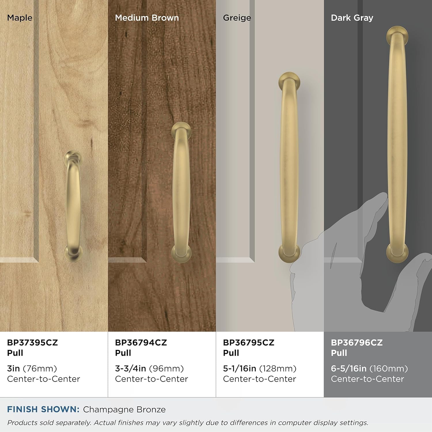 Amerock | Cabinet Pull | Champagne Bronze | 6-5/16 inch (160 mm) Center-to-Center | Renown | 1 Pack | Drawer Pull | Cabinet Handle | Cabinet Hardware
