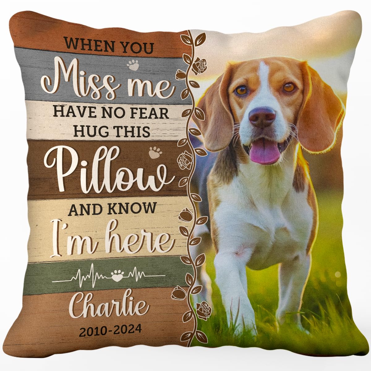 DOPTIKA When You Miss Me Have No Fear Personalized Pet Memorial Throw Pillow, Dog Pillows, Christmas Memorial Gift, Pet Loss Gifts, Loss of Dog