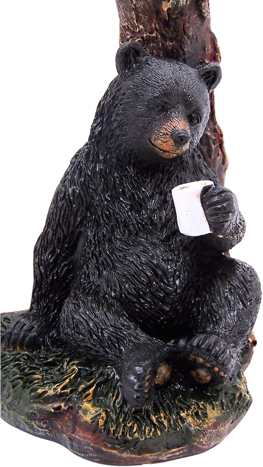 Relaxing Black Bear Paper Towel Holder, Rustic Kitchen Accessories, Freestanding Countertop Organization, 14.75 Inches