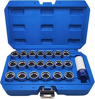 21PCS Wheel Locking Nut Key Kit Compatible with VW VAG Volkswagen, Wheel Lock Nut Socket Adapter Set, Wheel Anti-Theft Lug Nut Removal Tool, Anti-Theft Screw Remover