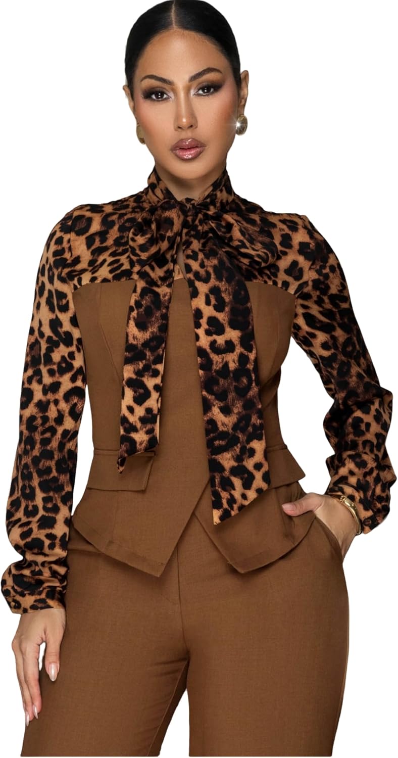 Women's formal jumpsuit elegant straight leg pants party club long sleeved jumpsuit - Image 5