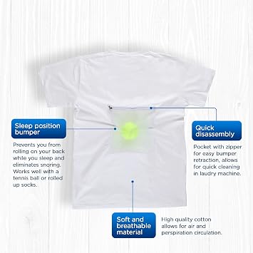 Stop Snoring T-Shirt - Most Comfortable Snoring Aid. Health Expert Recommended for Back Snorers! Eliminates Snoring by Adjusting Your Sleeping Position. Included: Guide to Snoring Ebook, White, M