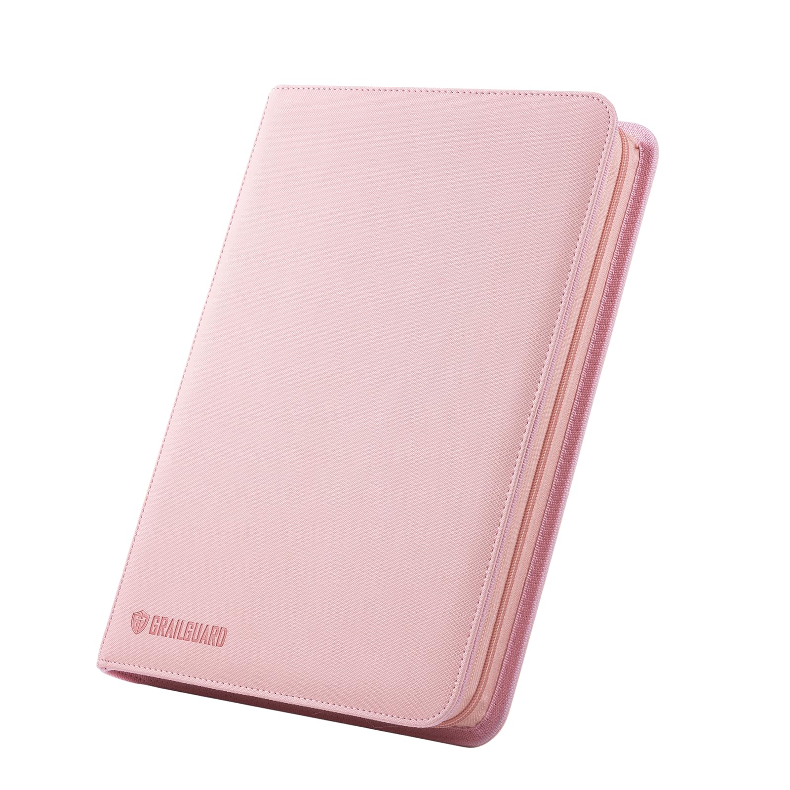 Grail Guard 9-Pocket Premium ZIP Trading Card Binder – High Capacity 360-Card Album, Acid-Free PU Faux Leather, Zip Closure (Pink)