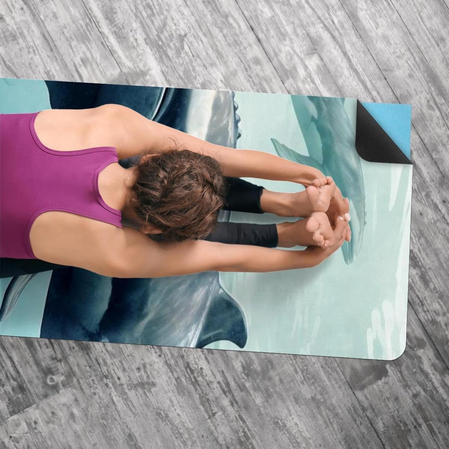 Yoga Towel, Whale Sea Pattern Non Slip Sweat Absorbent Hot Yoga Mat Towel for Hot Yoga, Pilates and Fitness - 72.8" x 26.8"