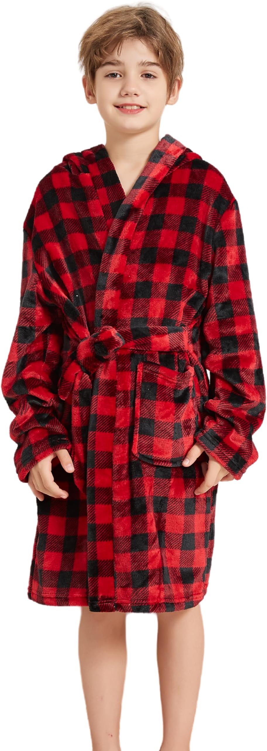 Boys Soft Fleece Robes Plush Hooded Bathrobes Sleepwear for Kids 1-16 Years