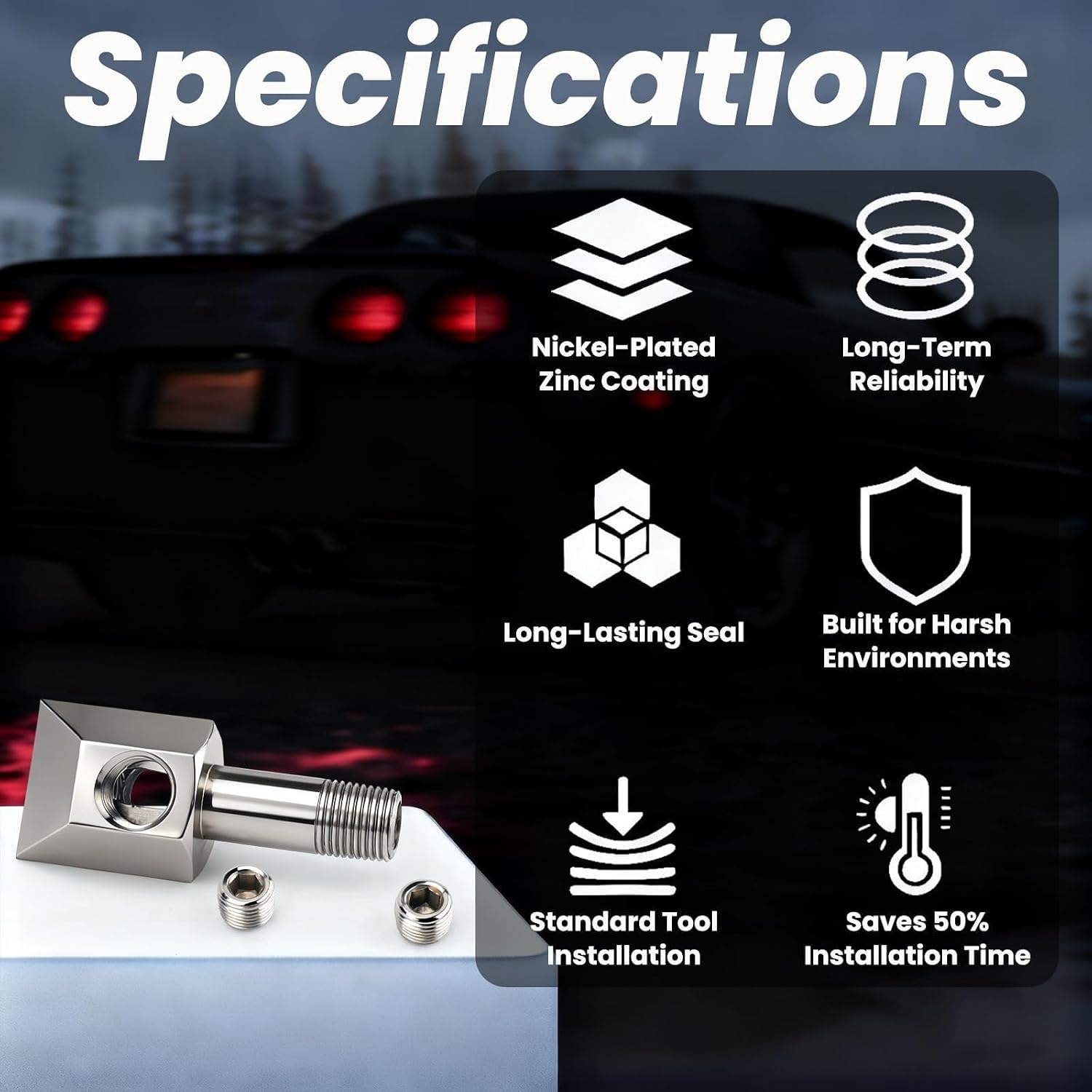 Stainless Steel Oil Pressure Sensor Thread Adapter 1/8-27 NPT Compatible with Chevy/GM Small Block 305/350 Engines with Dual Ports Replaces OEM Sensor Mounts