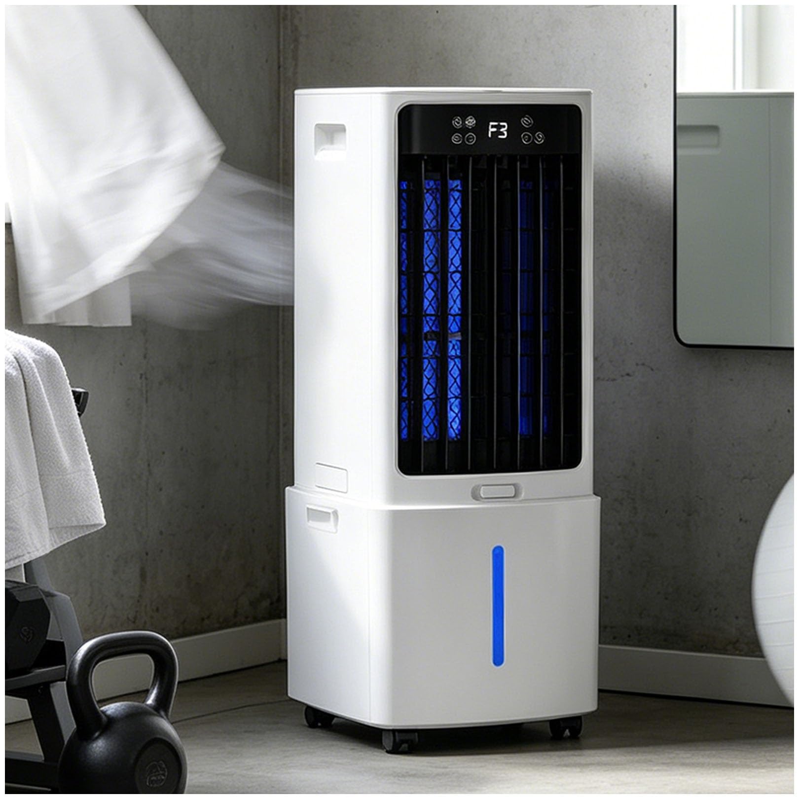 Ventless Portable Evaporative Air Cooler, 12L Tank 3-in-1 Fan Humidifier, 588 CFM High Speed Cooling, 120° Auto Swing, Low Energy AC for Home Garage Camping