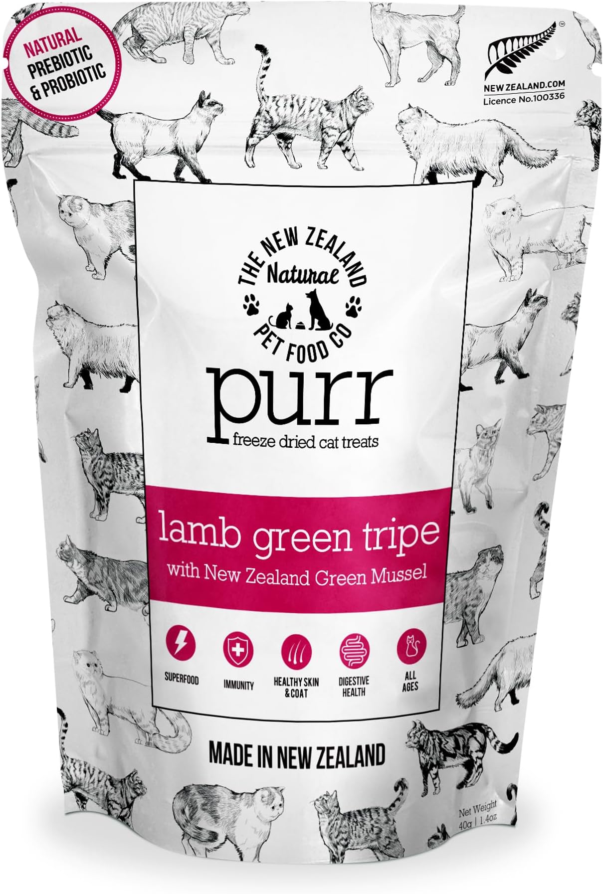 The New Zealand Natural Pet Food Co. Purr Lamb Green Tripe Freeze Dried