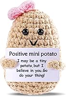 DAFURIET Funny Crochet Potato Girl Doll - Handmade Optimist Knitted Plush with Encouragement Card, Easter Mother's Day Birthday Gifts for Women Men