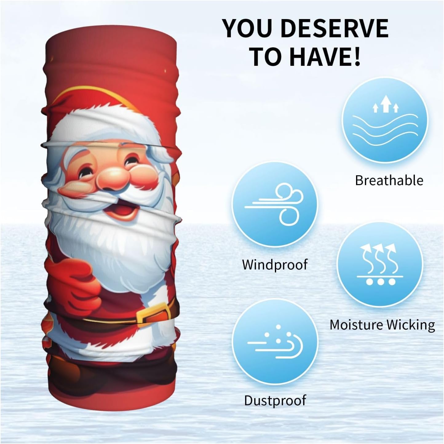 Santa Claus Xmas Gifts Neck Gaiter UV Sun Protection Face Mask Scarf Cooling Breathable Face Cover for Men Women Elastic Balaclavas Versatile Bandana, Sun & Wind-proof for Skiing Hiking