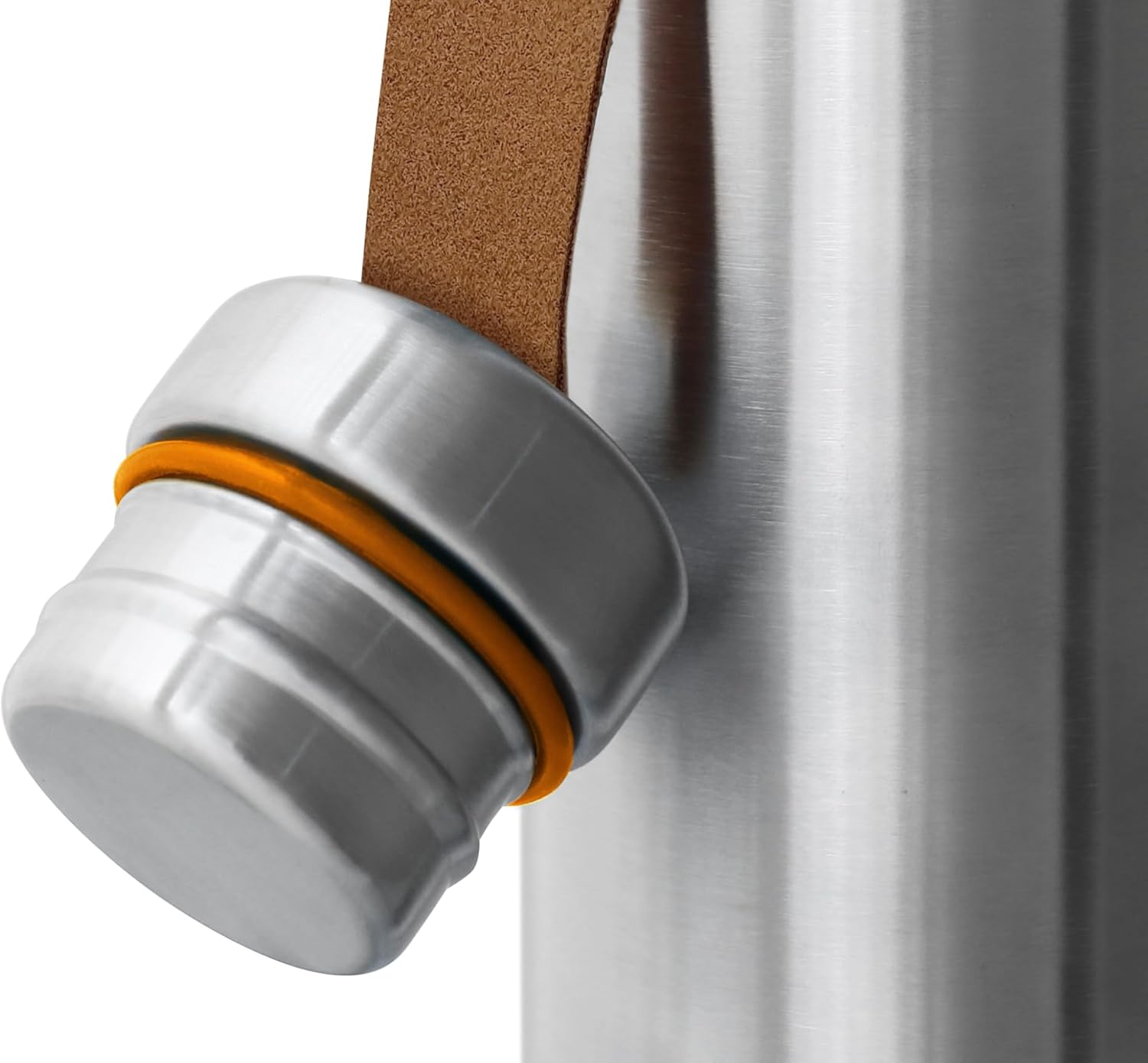 Black+Blum - Water Bottle - Stainless Steel Thermal Insulated Leak Proof Travel Thermo Flask with Wide Spout and Stylish Vegan Leather Carry Loop - Keeps Hot for 12hrs, Cold for 24hrs, Orange - 500ml - Image 2