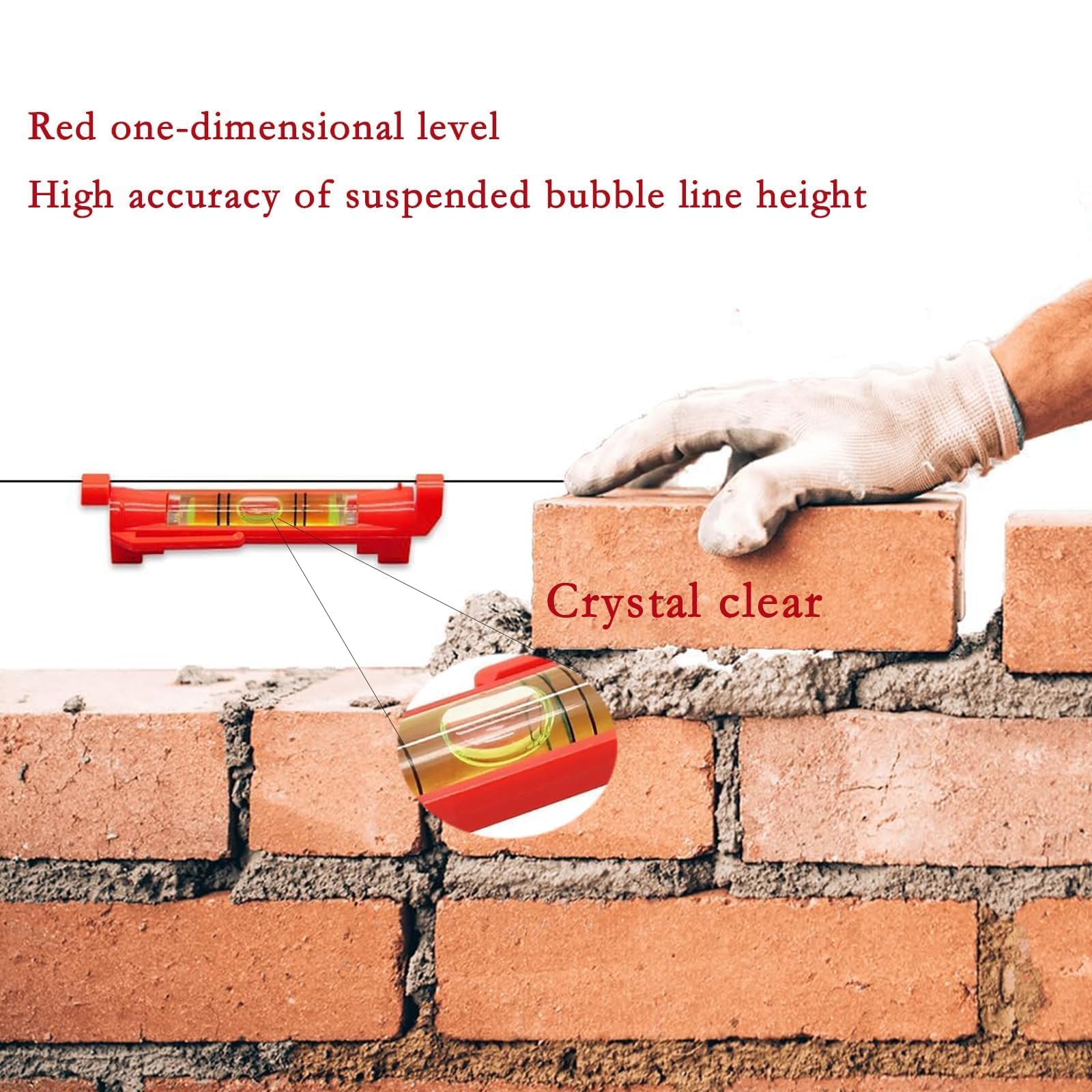NIYATA 8 pz Livella a Bolla per Corda, Mini Livella a Bolla 75 mm, Livelli di Bolla con Filo di Sospensione per Muratura, Idraulica e Lavori di Precisione, Rosso