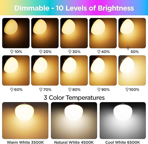 Miniatura 3 de Bombilla recargable con control remoto, 2 paquetes, 450 lúmenes, bombilla LED desmontable regulable con 15 colores seleccionables y 3