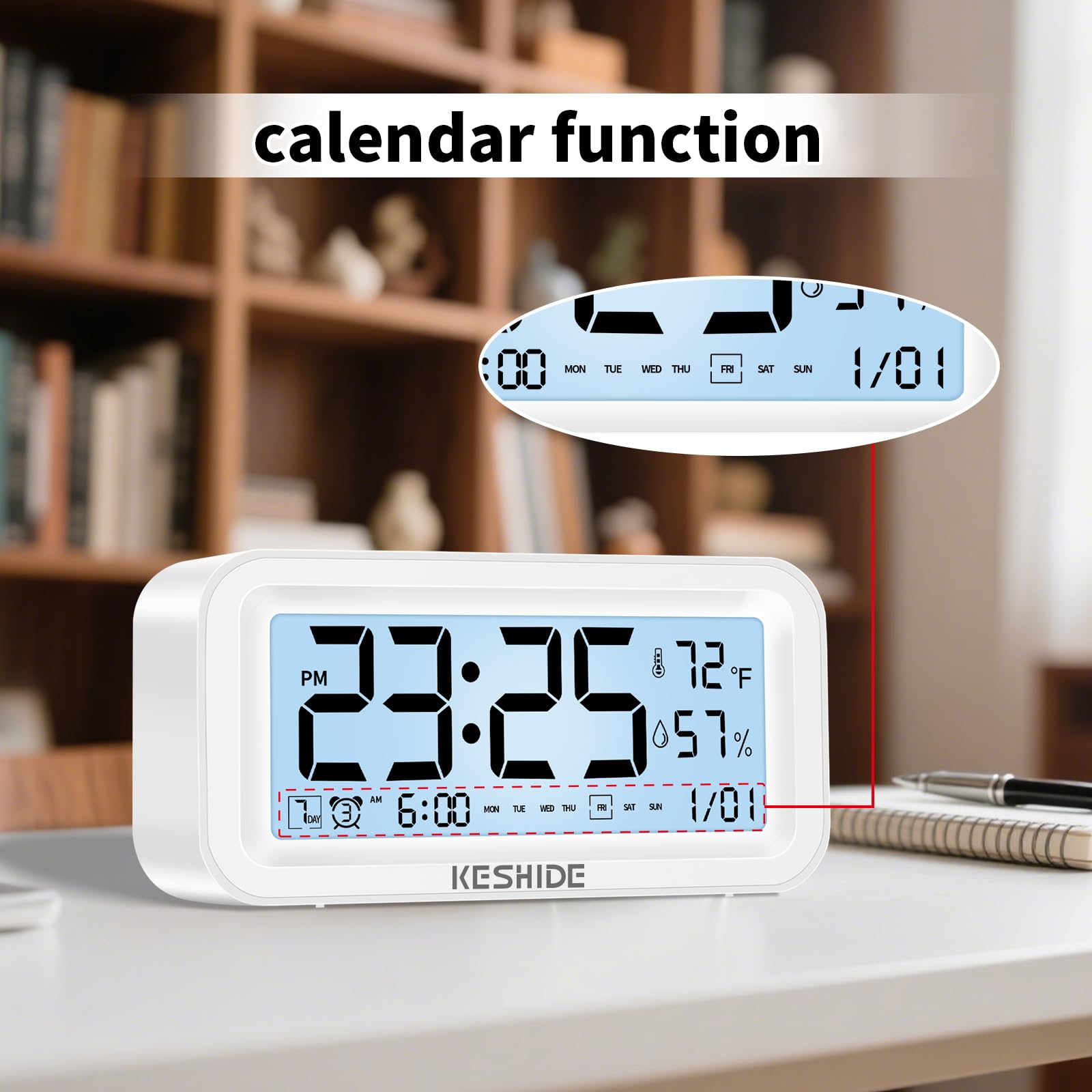 Amazon.com: KESHIDE Night Light Digital Alarm Clock Battery