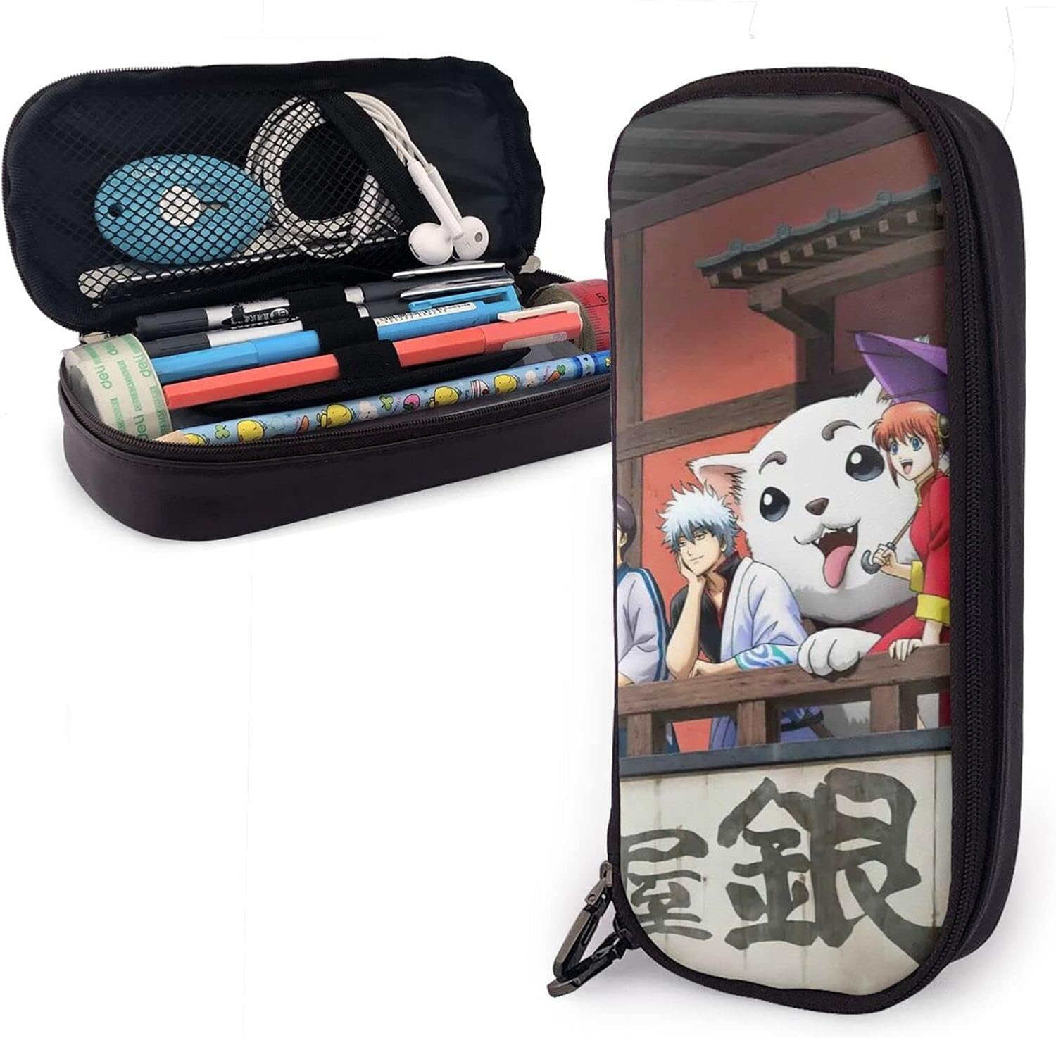 銀魂 アニメ ペンケース 革 大容量 筆箱 文房具 おしゃれ シンプル ペンバック 小物整理 軽量