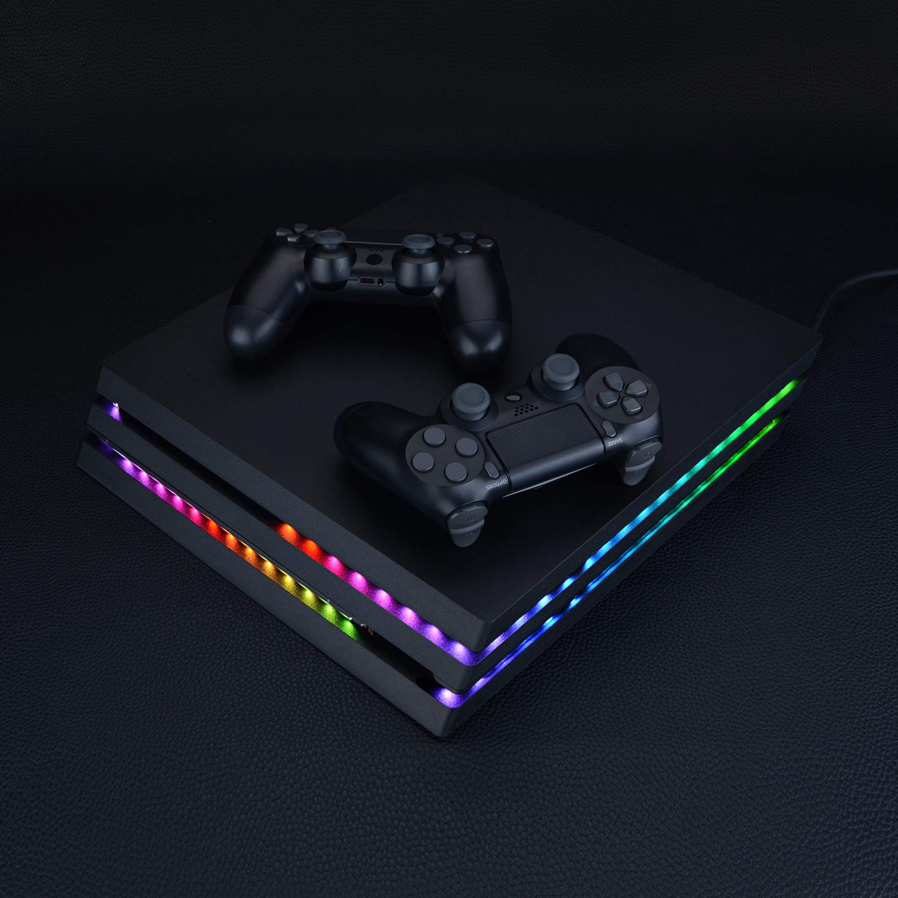 eXtremeRate LED Strip für PS4 Pro Konsole,RGB LED Streifen Lichterkette,7 Farben 29 Effekte LED Lichtleiste Band inkl. IR Fernbedienung
