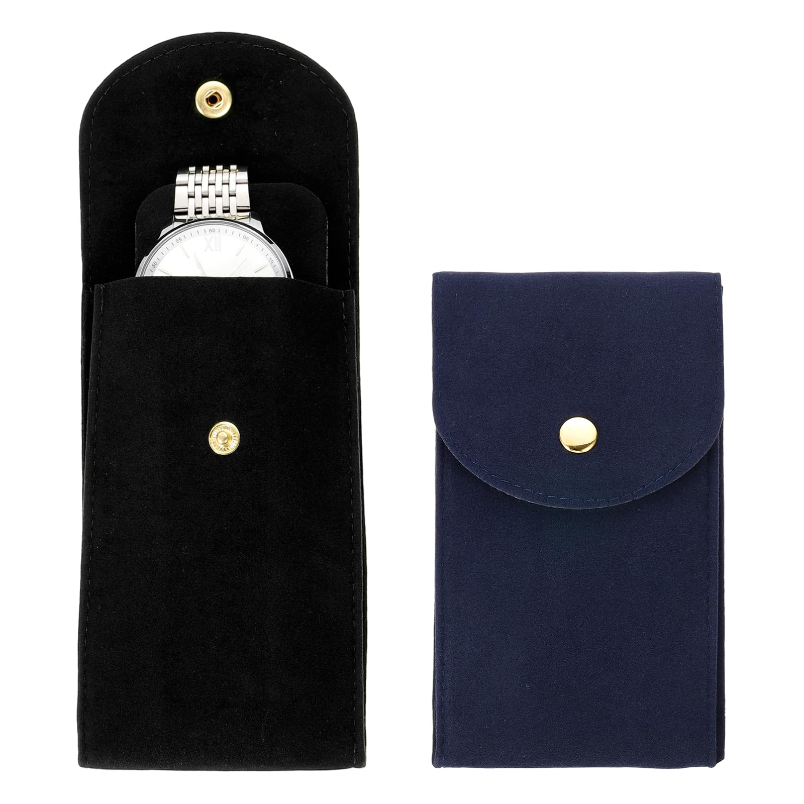 Étui de voyage portable pour montres PATIKIL en velours doux noir et bleu marine
