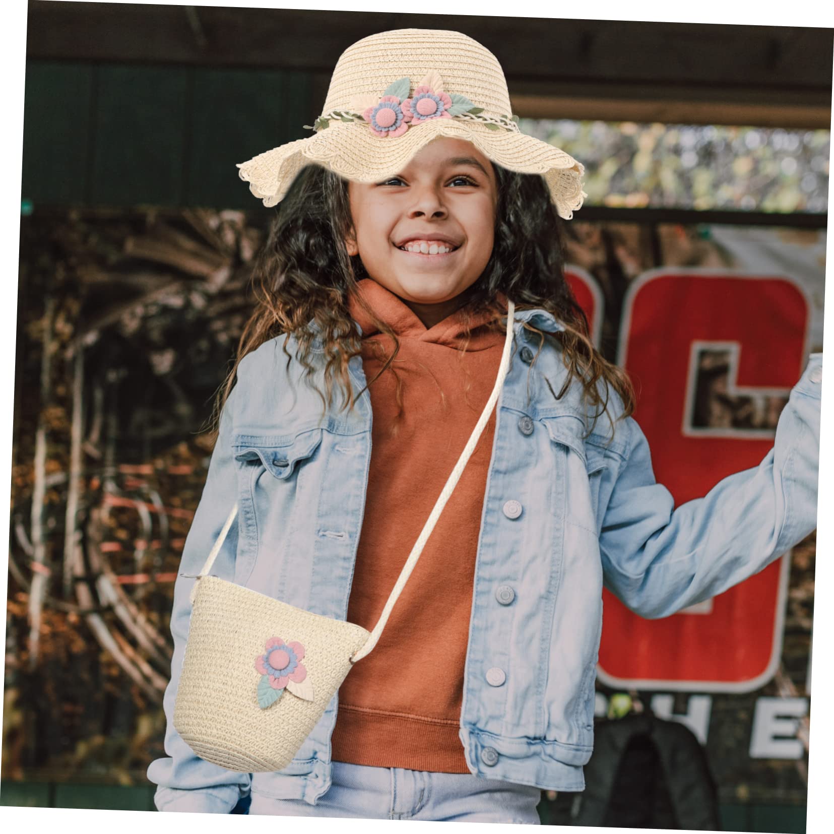 Healvian Strandhut Für Mädchen Sombrero De Mädchen Hüte Babymützen -mädchen-Hut Sonne Sommer Strandhüte Bucket Hats Für Mädchen Sommerhüte Für Baumwolle Tasche Stroh
