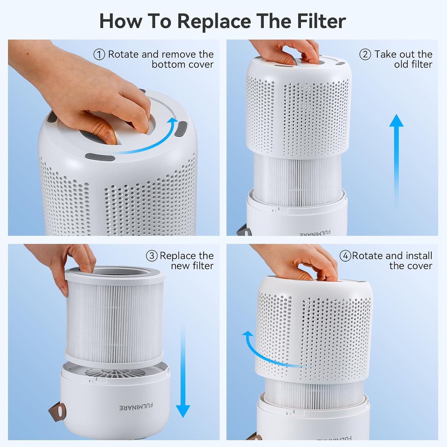 FULMINARE PU-P07 Air Purifiers Replacement, H13 HEPA Air purifiers for Bedroom,Pets, Office, Portable Small Air Filters Quiet Air Cleaner Filtering Out 99.97% 0.01 Microns, Smoke, Particles - Image 5