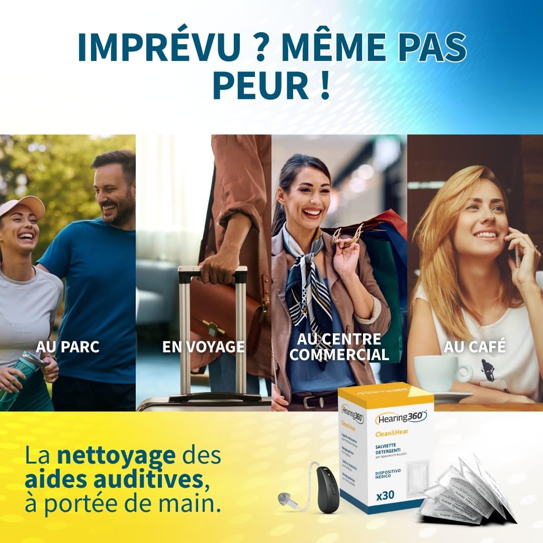 Salvettes nettoyantes pour appareils auditifs en boîte (180) – Lingettes pour le nettoyage quotidien et l’entretien des surfaces externes