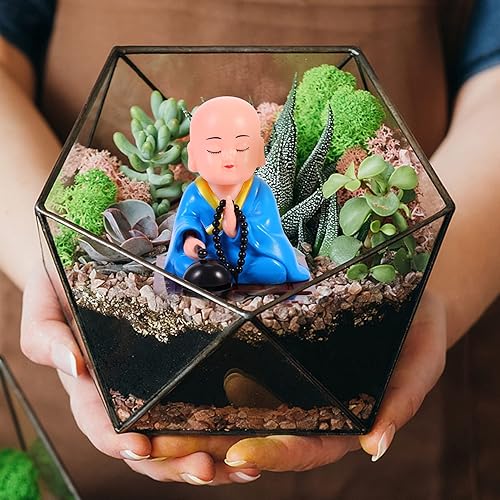 Miniatura 3 de VICASKY 2 unids automotriz pequeño budista azul coche temblando juguete cantando decoración estatuas monjes escritorio monje estante escultura