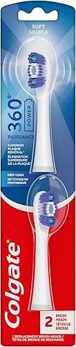 Colgate Cabezales de repuesto para cepillos de dientes con batería de limpieza profunda 360, suaves, paquete de 2