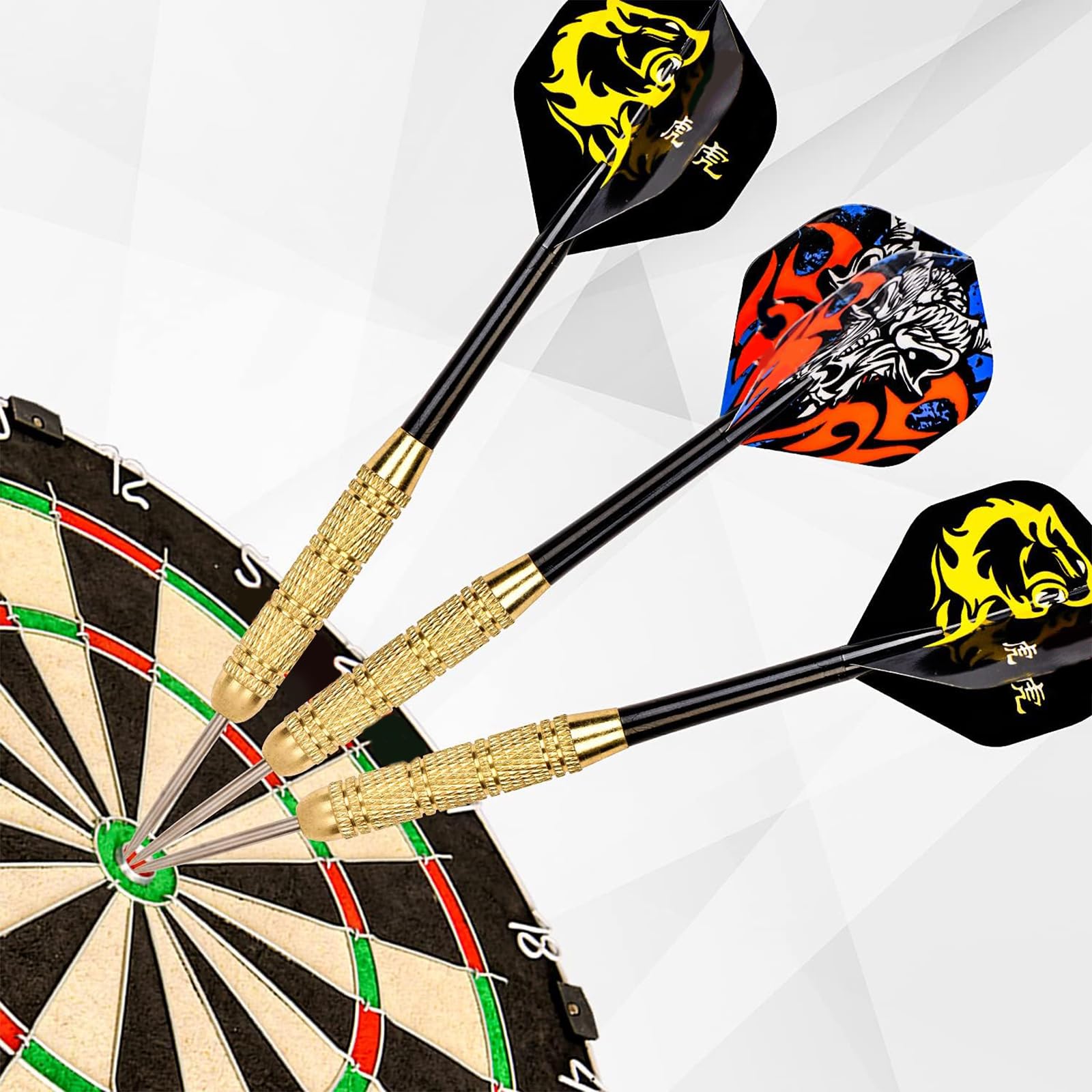 18“ Massivholz Borsten Dartboard Schrank Set Dartspiel Center mit selbstheilenden Sisal/Doppelseitige Dartscheibe, Profi Dartboard Set mit 6 Tip Darts, Classic Dartboard mit Schrank