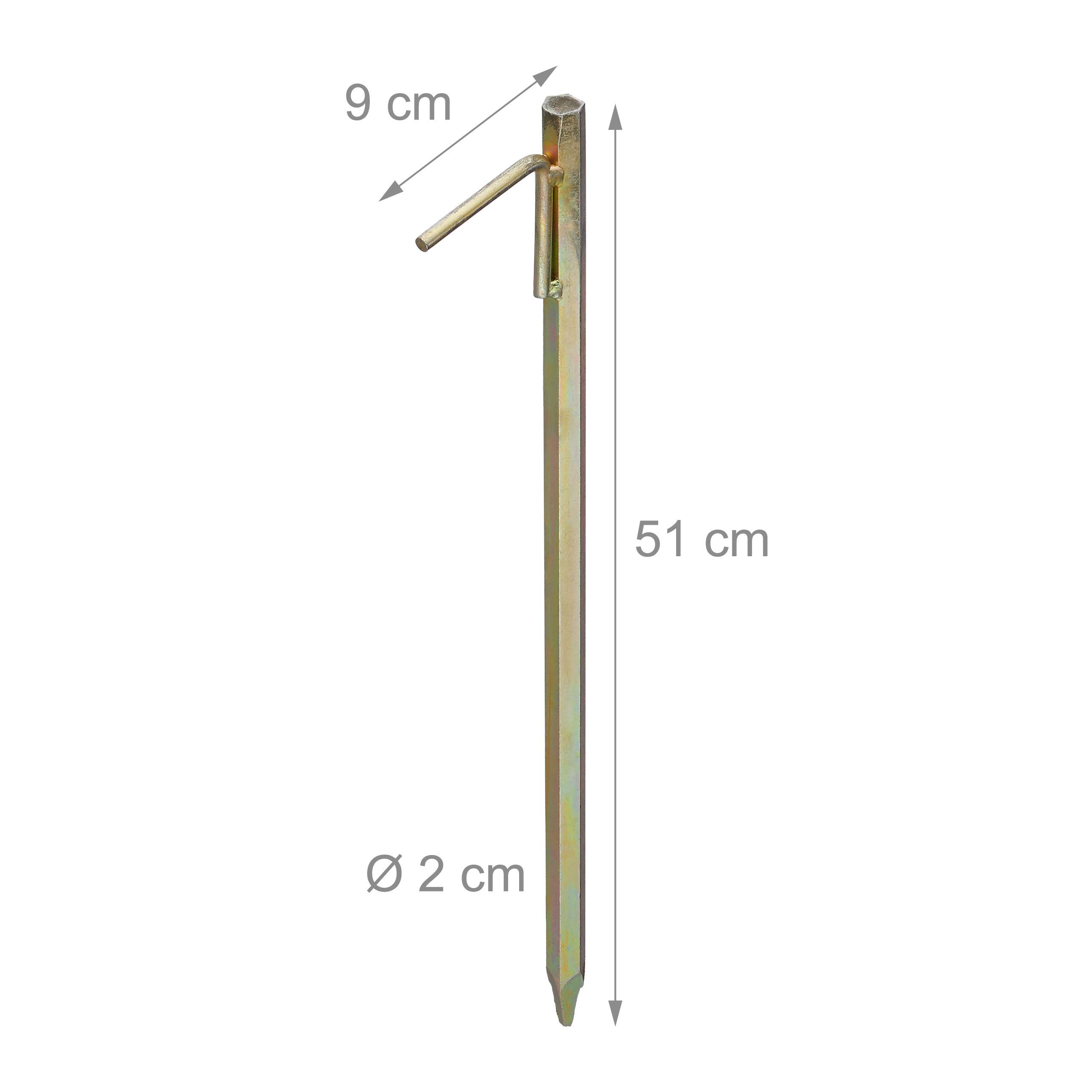 Piquets de Fixation au Sol XXL, Lot de 8, Acier galvanisé, Sardines Tente, bâche, tonnelle, Hauteur 51 cm, Jaune | Accessoires de tente, à enfoncer, en acier galvanisé