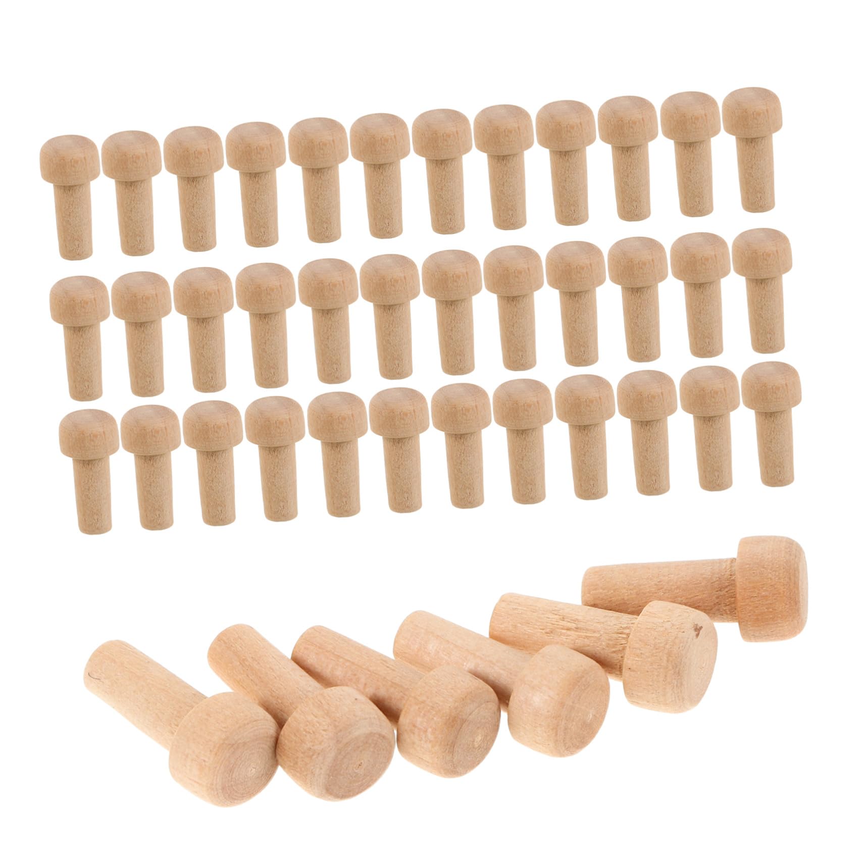 Yardwe 50Pcs Unfinished Wooden Mushroom Head Pegs, Wood Craft Sticks for Diy Train Wheels Small Furniture and Toy Projects