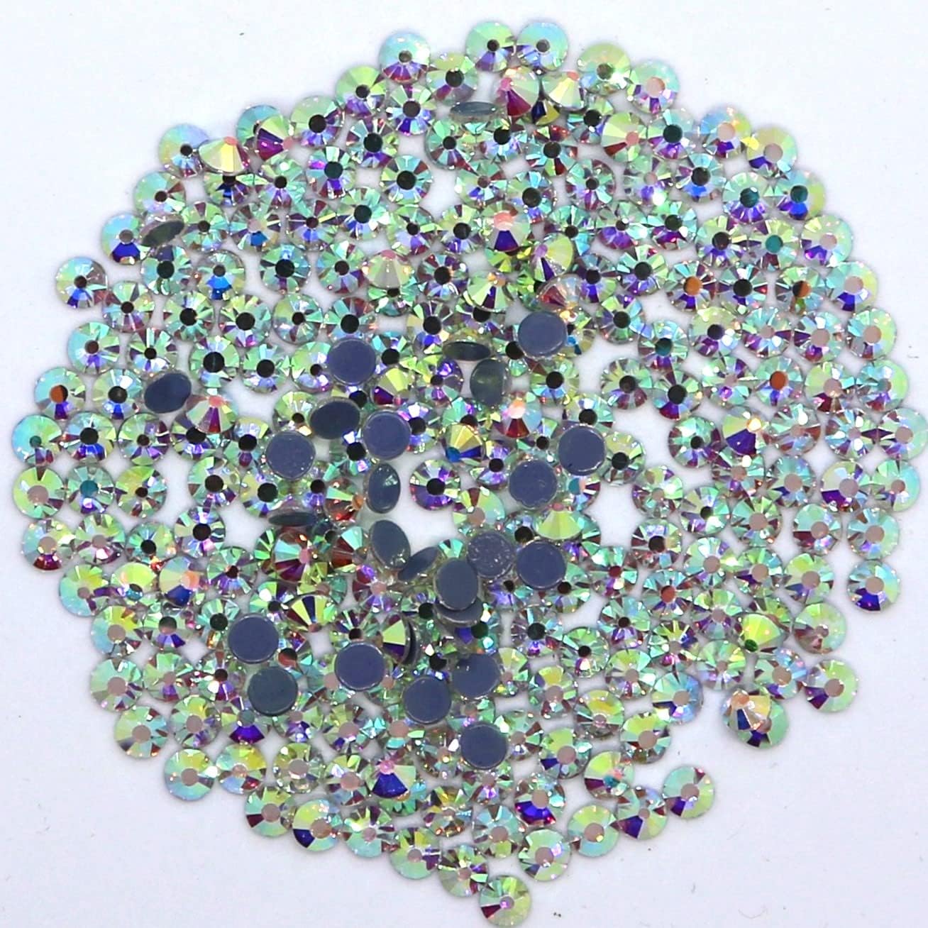 VENUS3 LONDONVENUS3 Premium DMC Hot Fix Rhinestone Glass Gemstones Sparkling Flat Back Iron or Glue on Diamante DIY Art and Craft Nail Art Bling Beads (SS16: 3.8-4mm - 200 Stones/Pack, Crystal AB)