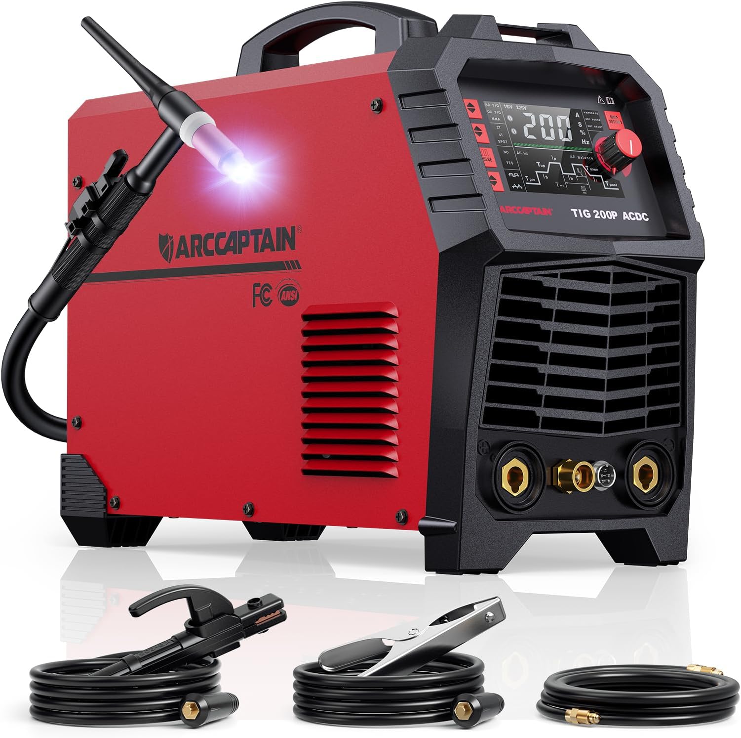 TIG Welder AC/DC 200A with Pulse 7 in 1 Aluminum Welding Machine | 110V/220V, With Square/Triangular Wave/Spot TIG/Stick/MMA MultiProcess Welding Machine/ Automotive Fabricators /TIG200PACDC