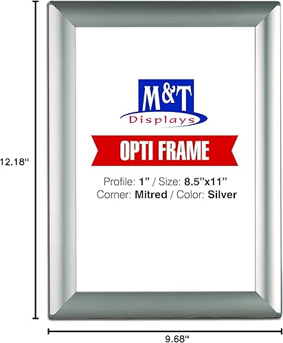 Miniatura 8 de M&T Displays Opti - Marco para póster con patas de soporte, 8.5 x 11 pulgadas, color plateado, perfil de aluminio de 1 pulgada, carga frontal, foto,