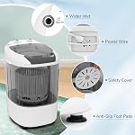 Giantex portatif Mini laveuse, 5.5 lbs Capacité Petit lave-linge compact avec tube de spin & Drainez le tuyau, laveuse semi-automatique pour les dortoirs d'appartement RV Chez soi (Grey)