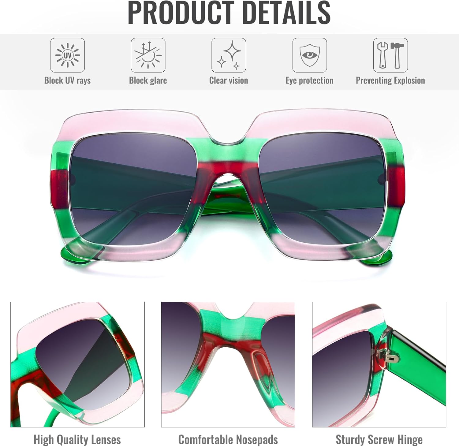 STORYCOAST Oversized Square Sunglasses Womens Retro Shades Luxury Big Sun Glasses UV400 Protection S0178 - Image 4