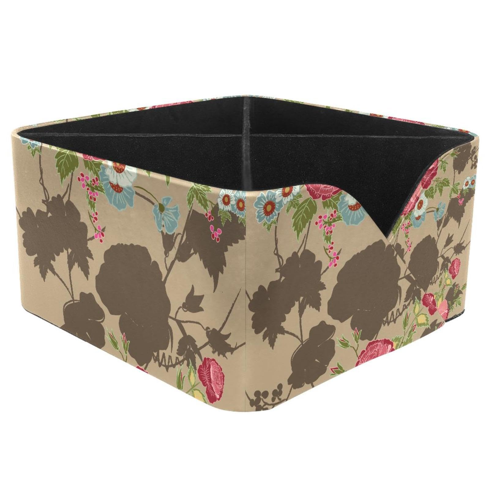 KengjuTesu Peony Poppy Flowers Desktop Organizer Pen Holder, Rectangular Pencil Cup for Office, Study and Makeup Stations