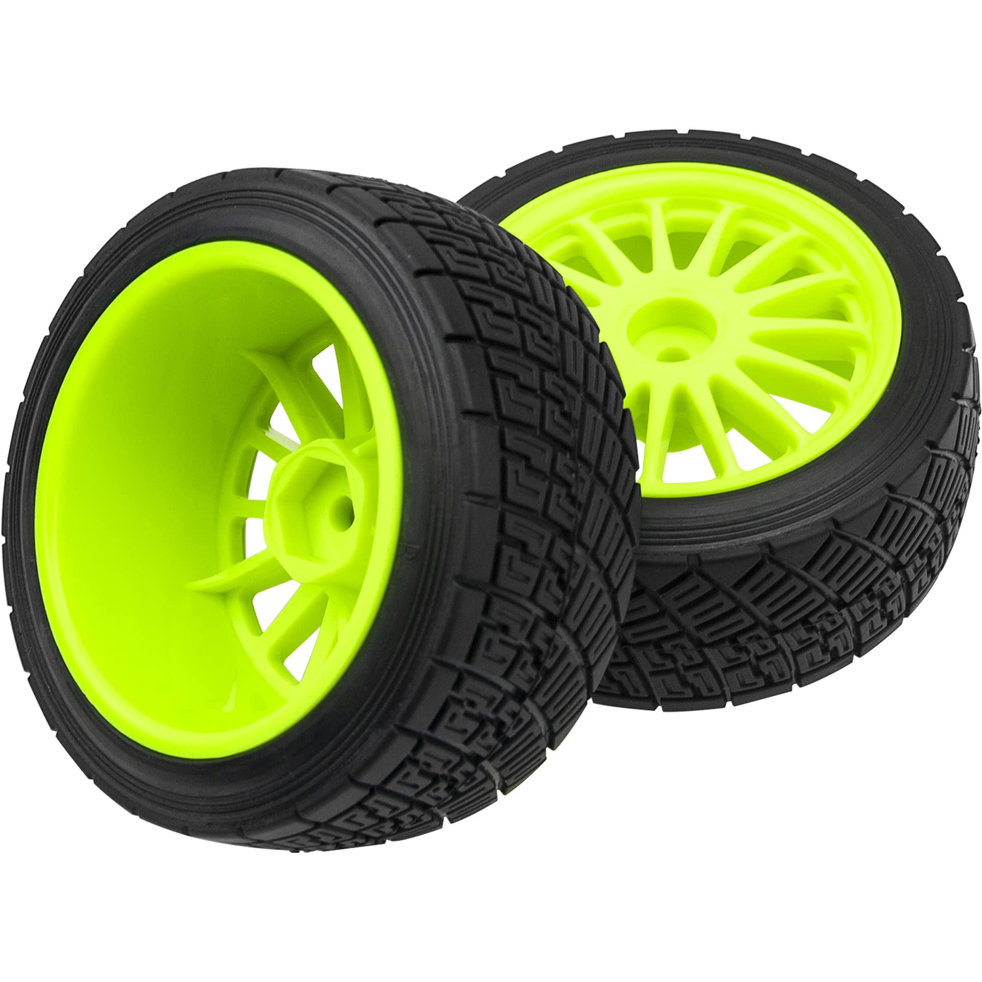 HIRCQOO 1/10 Scale Off-Road Buggy Tires & Rims 88mm - Green Plastic Wheels With 12mm Hex Hub