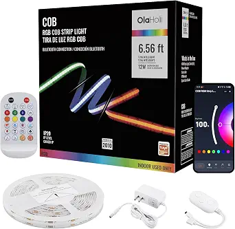 6.56 ft Bluetooth RGB COB LED Strip Light with App and IR Remote